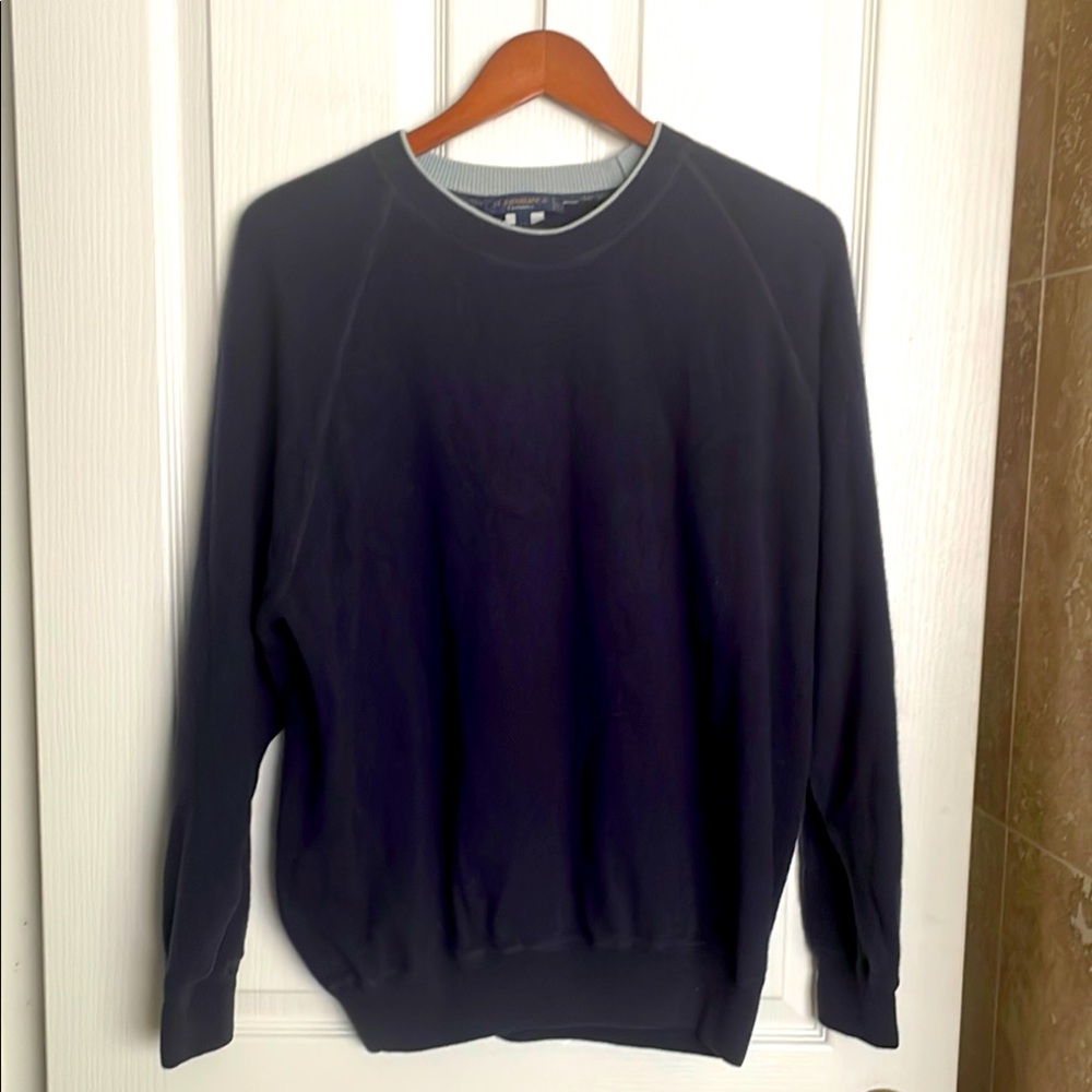 DI RIPABIANCA Navy with Light blue tipping Cashmere Crew Neck Sweater